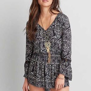 American Eagle Bell Sleeve Shorts Romper